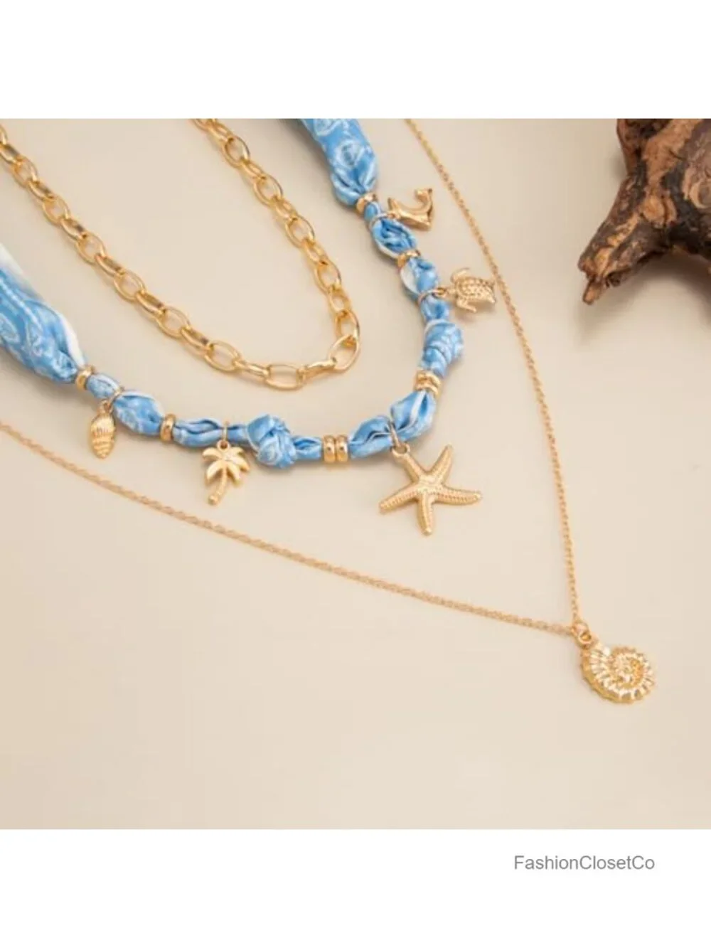 Layered Starfish Scarf Choker Necklace Boho Beach Charm Jewelry